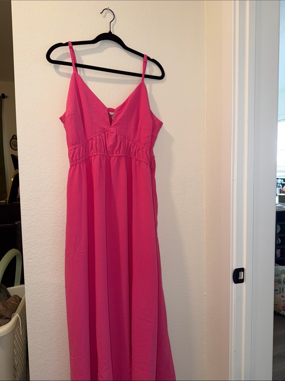Bright Pink Spaghetti Strap Maxi Dress